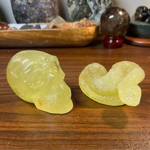 Citrine Skull & Snake Carving Bundle 🐍✨💀